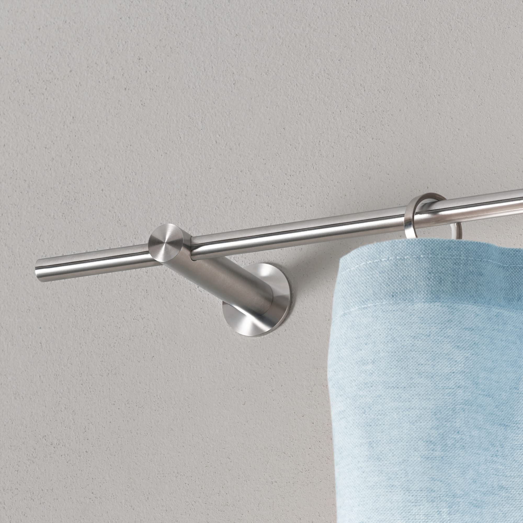 Karnisz 160 cm, masywna stal nierdzewna matowa szczotkowana, drążek Ø 12 mm, karnisz 1-rzędowy, mocowanie ścienne - PHOS Design