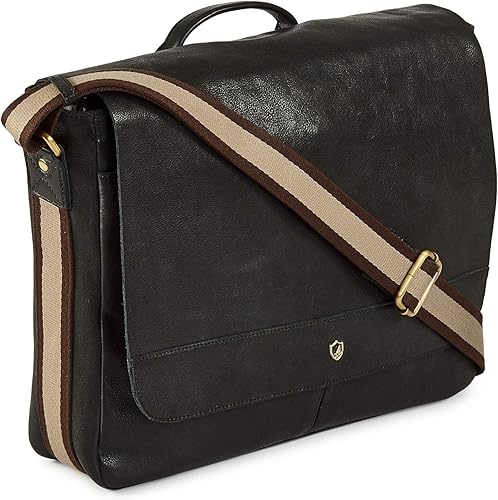 Cochoa Bolso de hombro de cuero real envejecido para laptop de 14 pulgadas