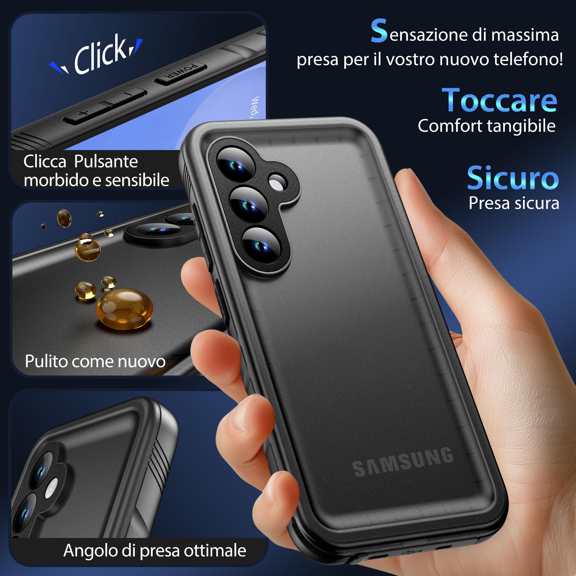 SPORTLINK Cover per Samsung Galaxy S25 Impermeabile - 360 Full Body Armor Protettiva S25 Case [IP68 Waterproof] [6FT Antiurto] Custodie Antipolvere Subacquea con Fotocamera/Schermo Protezione