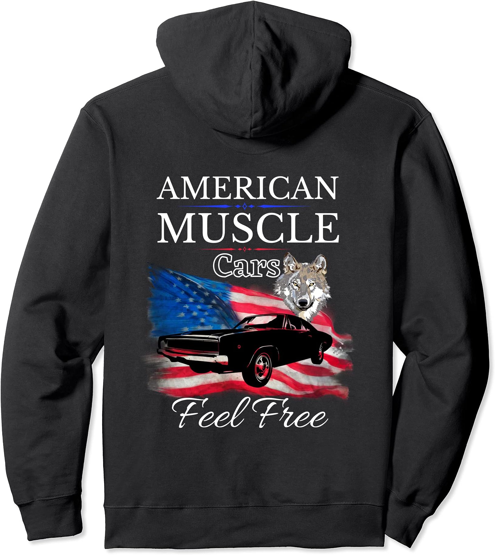 Auto-American Muscle Cars American Power US Flag Pullover Hoodie