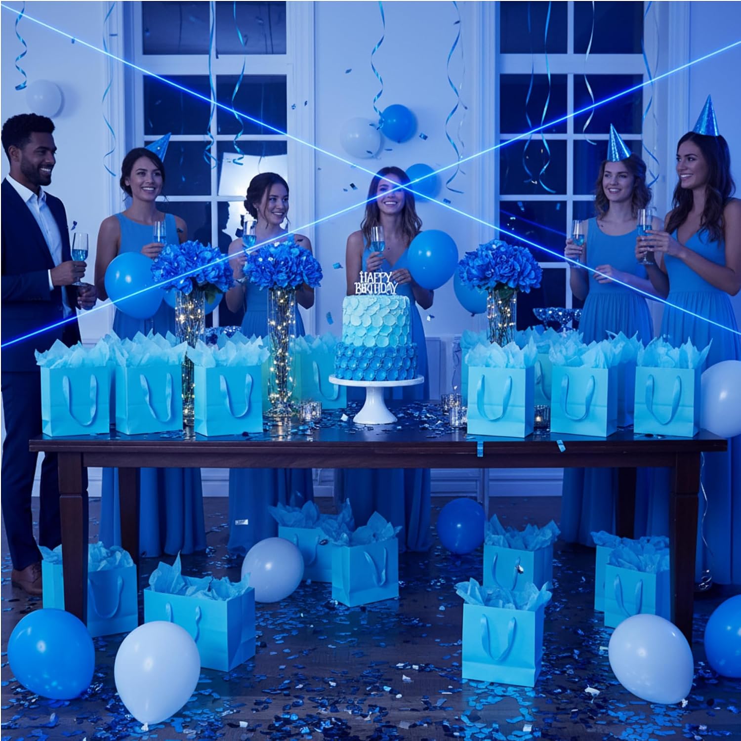 Tenare 12 Pcs Small Gift Bags Mini Paper Bags,4 * 2.75 * 4.5inch,Sky Blue image 4