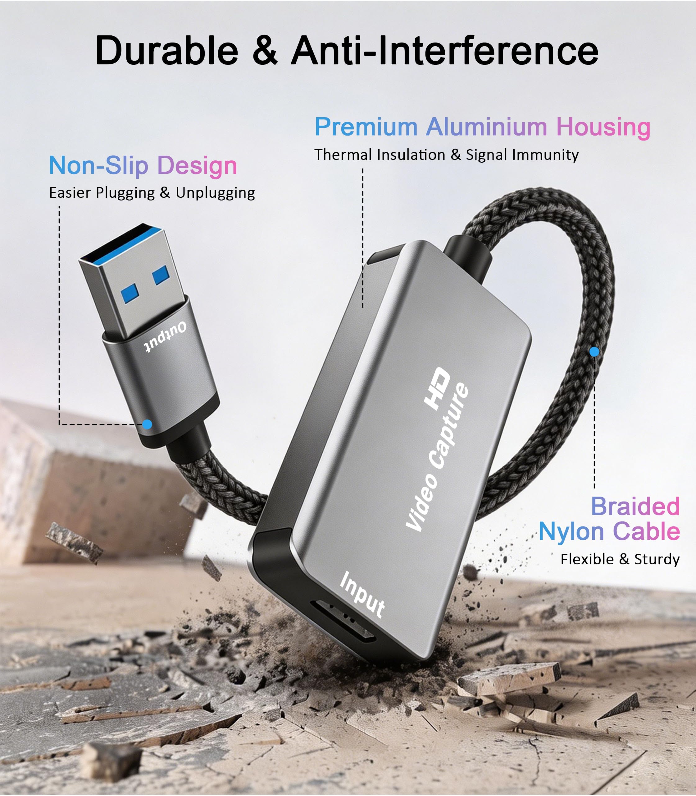 Tarjeta de captura de video 4K HDMI a USB 3.0, 1080P 60FPS para grabación, transmisión y juegos, Plug & Play, baja latencia, compatible con PS5, Switch 2, Xbox, Quest 3, cámara