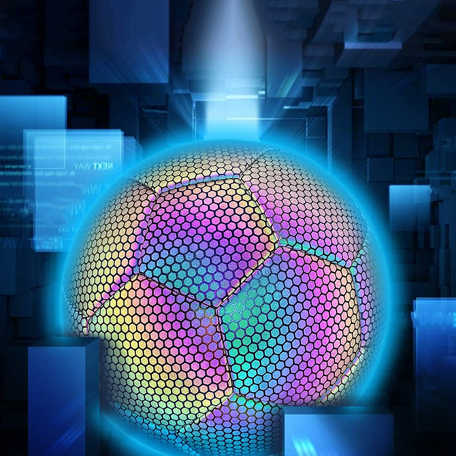 Balón de fútbol Luminoso con Bomba/Aguja de acero/Bolsa de Red, Pelota de fútbol de Entrenamiento Reflectante por noche para tamaño 4/5,Bola Fluorescente por la noche
