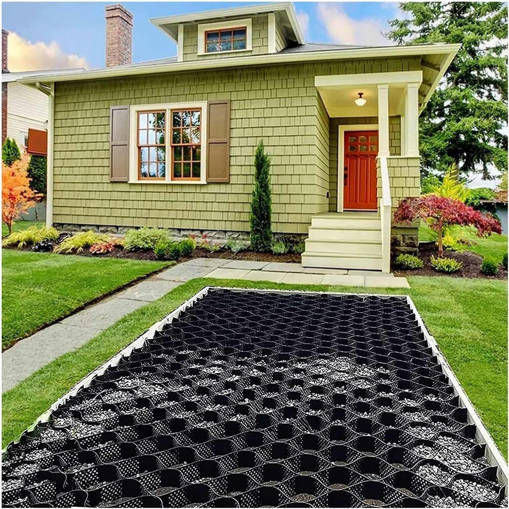 BTOIASYHF Geocell Geogrid ，Slope Driveway Ground Stabiliser Grid,High-Strength Slope Lane Geogrid, Used for Retaining Walls, Garages, Roadbed Engineering, Farms, Gardens Garden (Size : 6x6m(20x20ft))