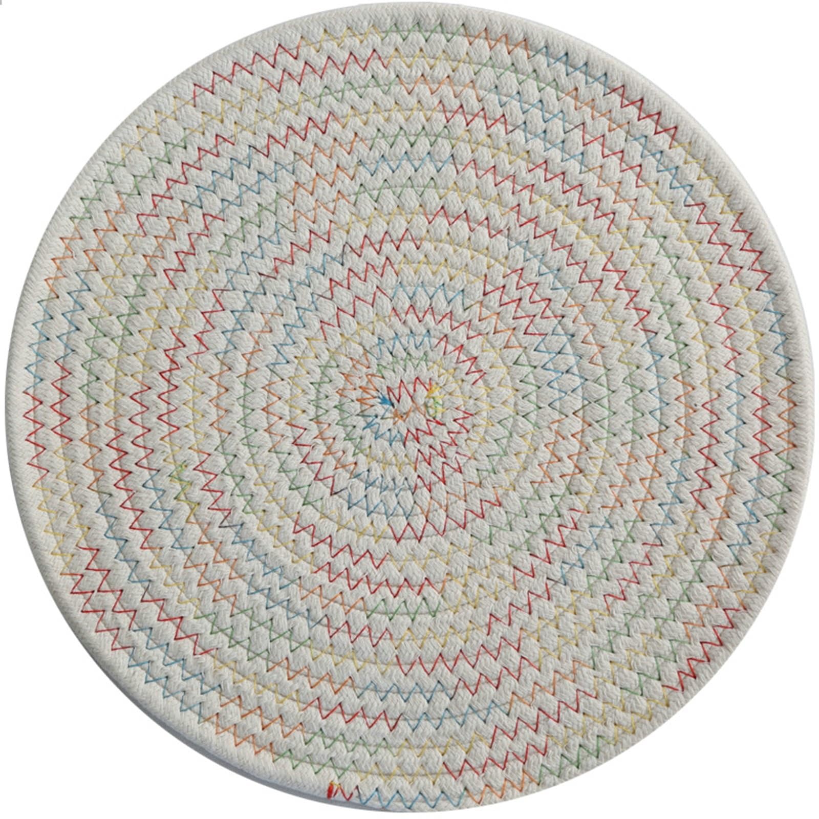 Manteles individuales redondos de cuerda de algodón trenzada, mantel de 8 unidades, 30 cm, para restaurante, mesa de comedor, multicolor, nórdico, resistente al calor