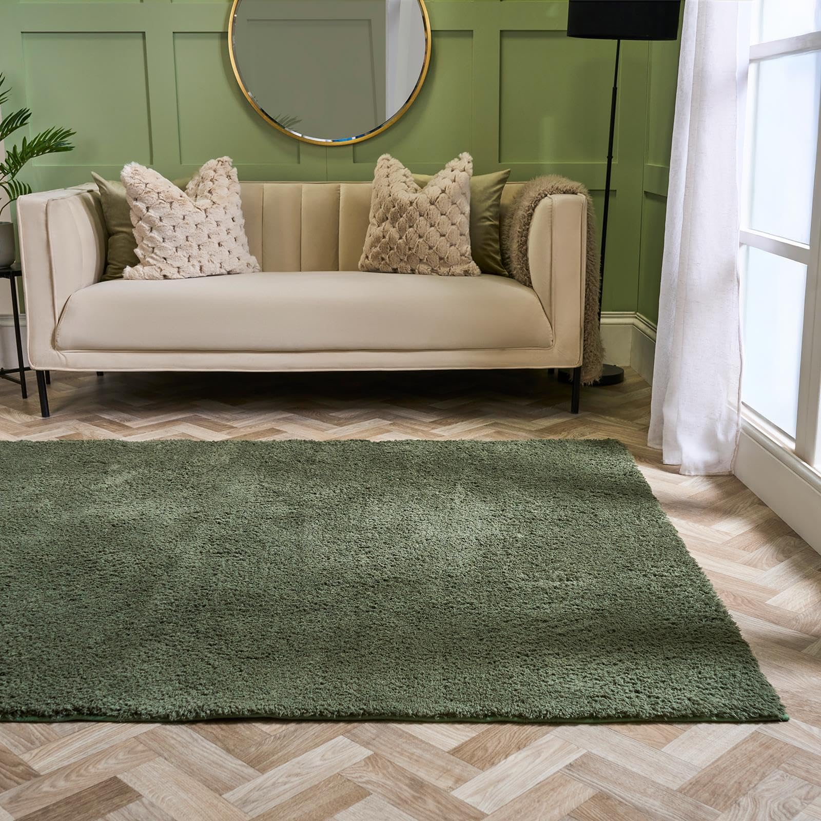 OHS Rugs Living Room Large 160 x 230, Green Area Rugs for Bedroom Home Decorative Non Slip Modern Super Soft Cosy Teddy Thick Pile Floor Carpet Non Shedding Shaggy Rug โ image 1