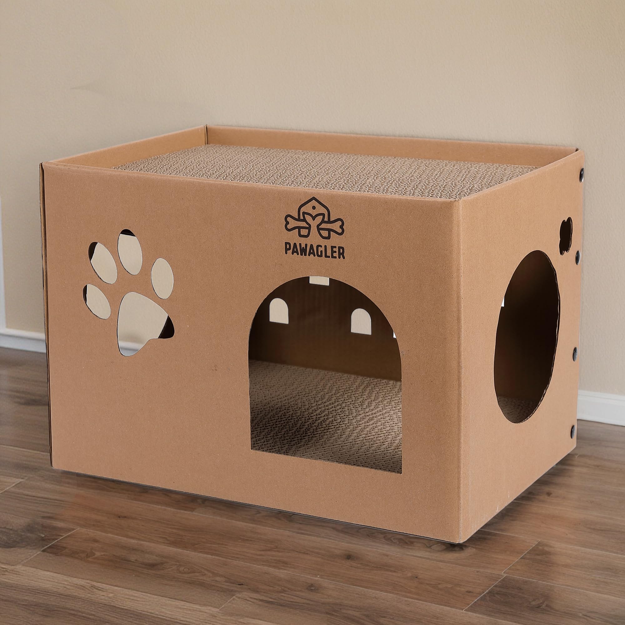 ULTRALAX Cat Scratcher, Reversible Use Scratching Board, High Density Corrugated Scratcher Cardboard Durable Cat Scratchers Pad (Brown, Box 43 x 29 x 30cm)