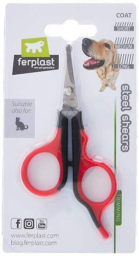 Ferplast Tijeras para esquila de perros y gatos, hojas de acero inoxidable y puntas redondeadas