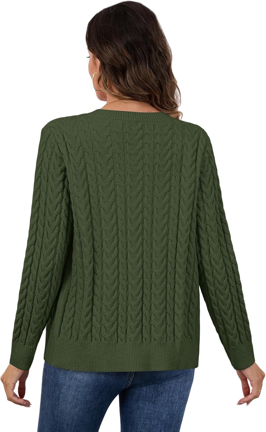 LILBETTER Womens Cable Knit Long Sleeve Crewneck Button Down Open Front Cardigan Sweater for Fall and Winter 2025 - Image 4