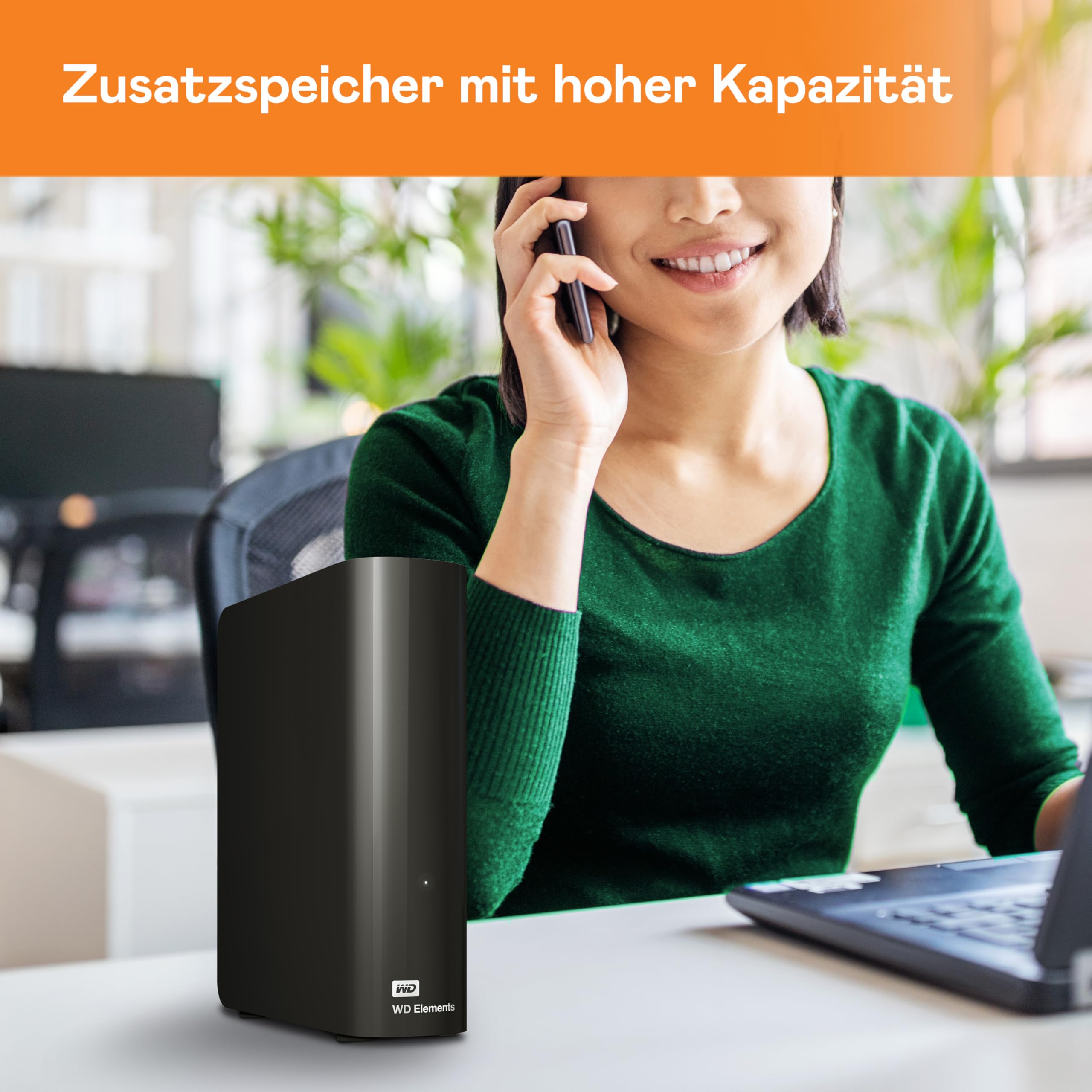 WD BWLG0200HBK-EESN Elements Desktop-Speicher (USB 3.0-kompatibel, Zusatzspeicher für Fotos, Musik, Videos und alle anderen Dateien, stoßfest), Schwarz, 20 TB