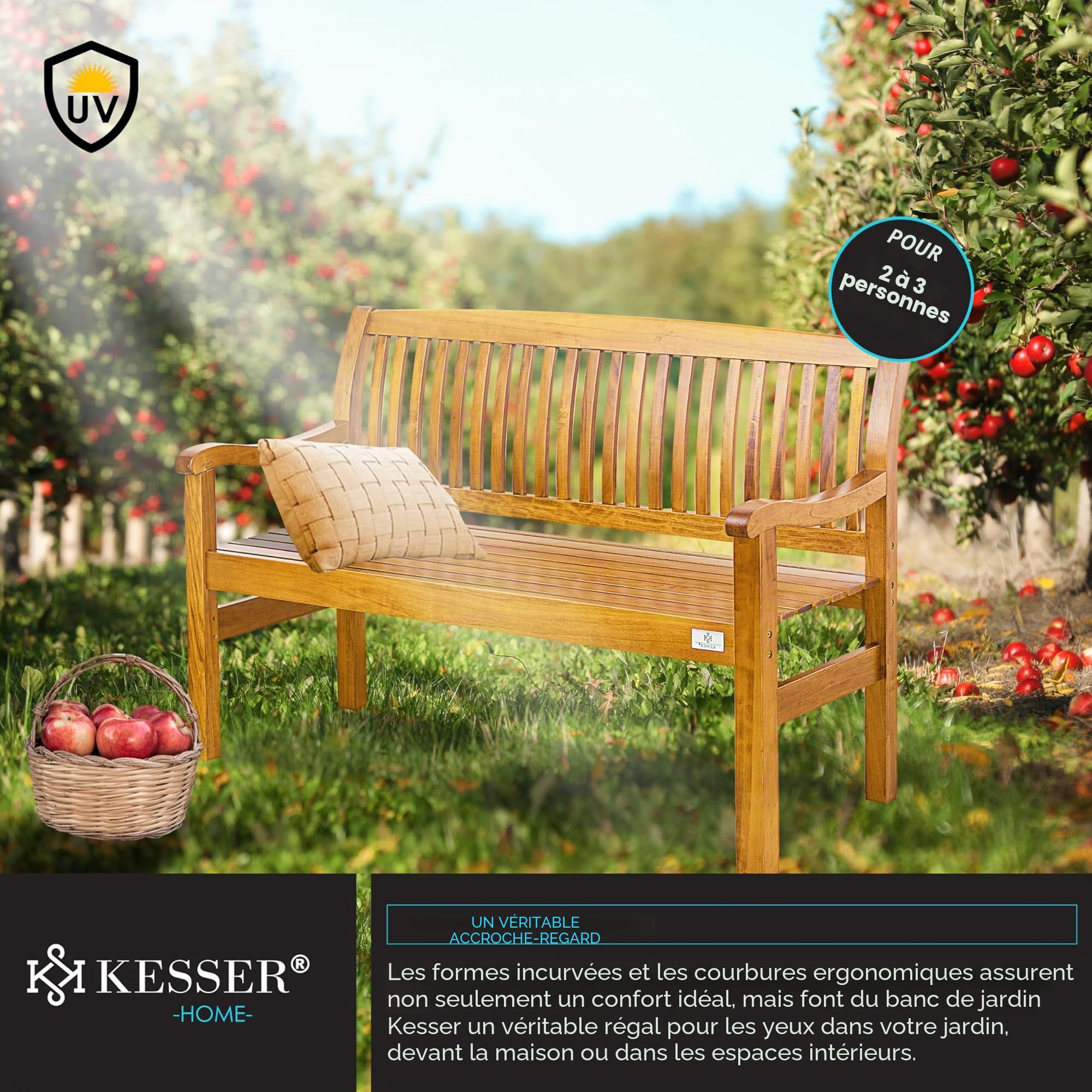 KESSER® Banc de Jardin en Bois résistant aux intempéries | Couverture Incluse | Banc de Parc en Bois Massif | Banc de Balcon Banc de Meubles de Jardin pour Balcon, terrasse & Jardin