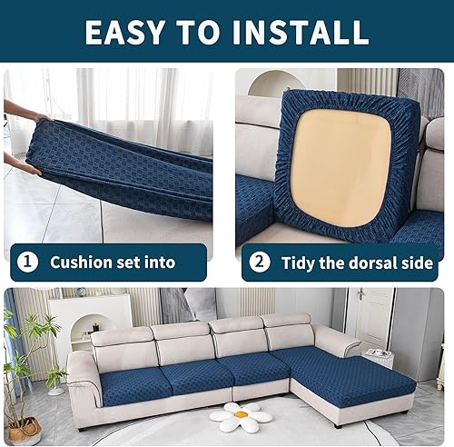 Miniatura 5 de LUFEIJIASHI Fundas impermeables para sofá modular en forma de L, fundas de cojín para sofá seccional, fundas elásticas para sofá seccional,