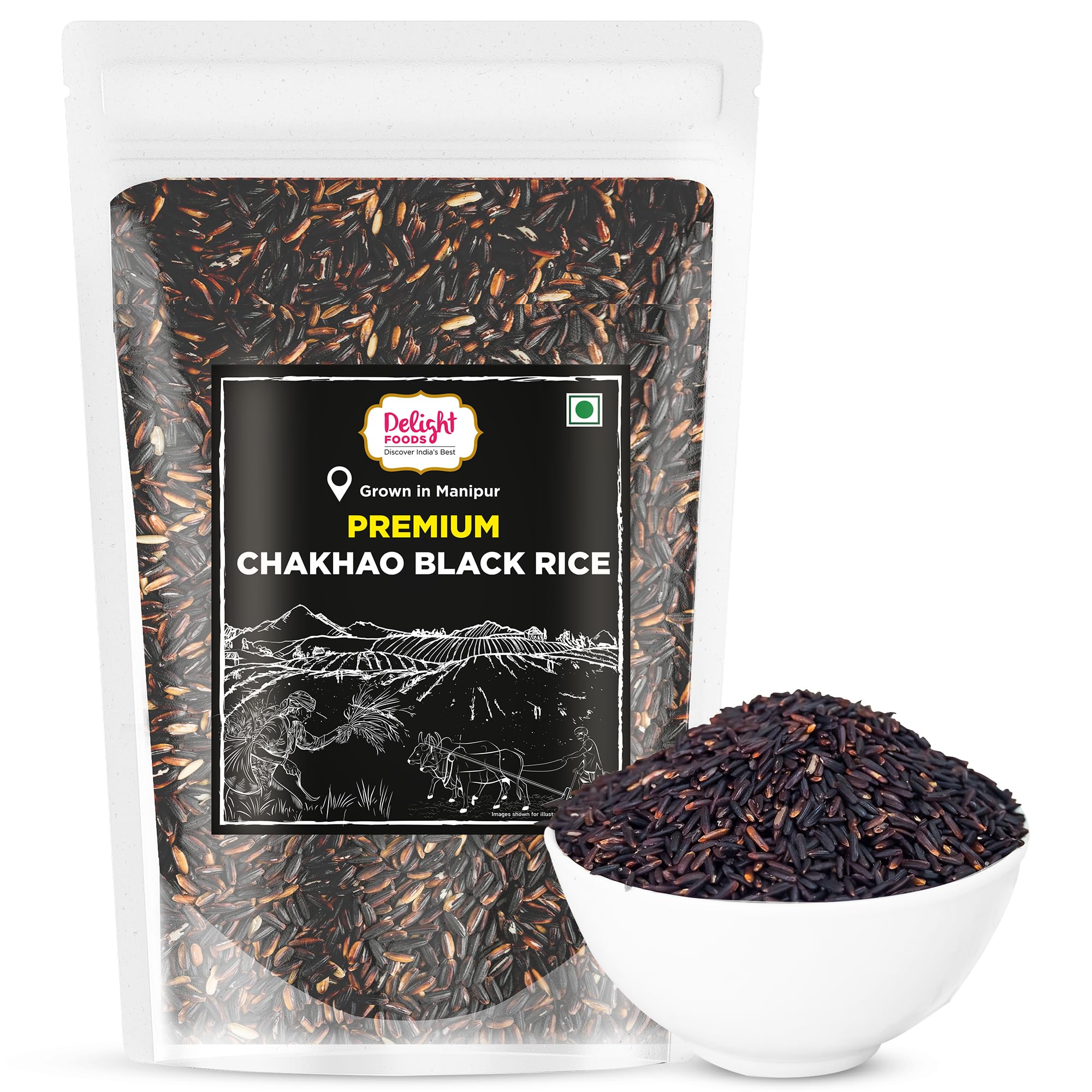 Premium Chakhao Black Rice 1Kg | Diabetic-Friendly Superfood | Antioxidant-Rich, Low Fat & High Protein Rice for Weight Management