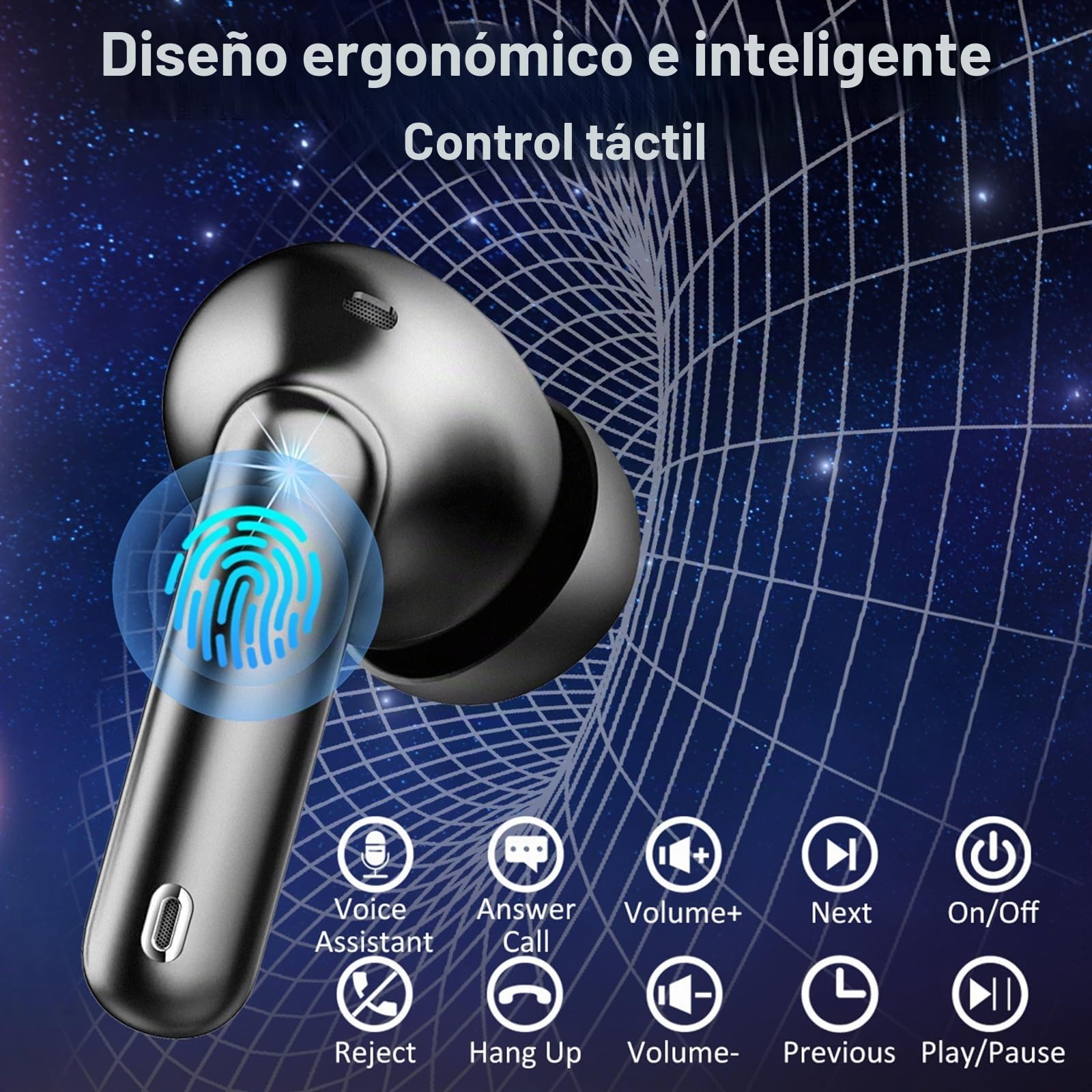 Auriculares Inalambricos Bluetooth, 2026 Auriculares inalámbricos 5.4 HiFi Estéreo, 48H Cascos Bluetooth con 4 ENC Cancelacion Ruido HD Mic, IP7 Impermeable Cascos Carga Rápida Tipo-C /Pantalla LED