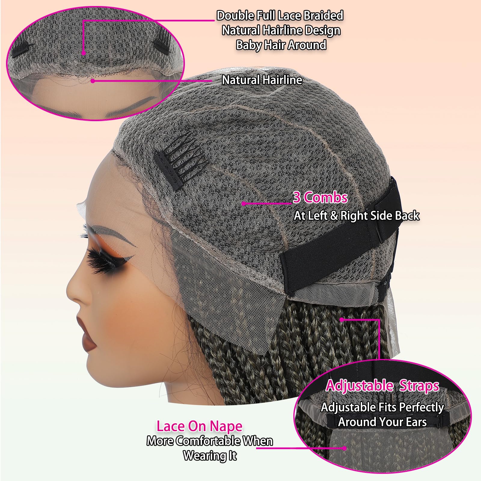 Roseebony 36” Full Lace Wig.  Color:  1B Amazon.com : ROSEBONY 36 main image 4