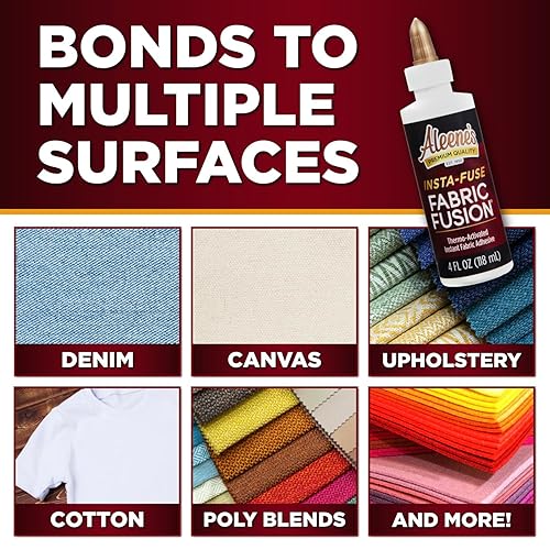 Miniatura 5 de Aleene's Insta-Fuse Fabric Fusion Adhesivo instantáneo termoactivado para tela, 4 onzas líquidas