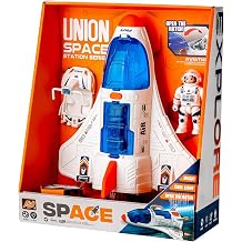 Wbzle Spaceship Shuttle Toy with Astronaut Figure - Fun Rocket Ship Space Toys for Kid, Space Toy for Boys 5-8 Planet Toys with Lights Spray and Sound, Astronaut Exploration Gift