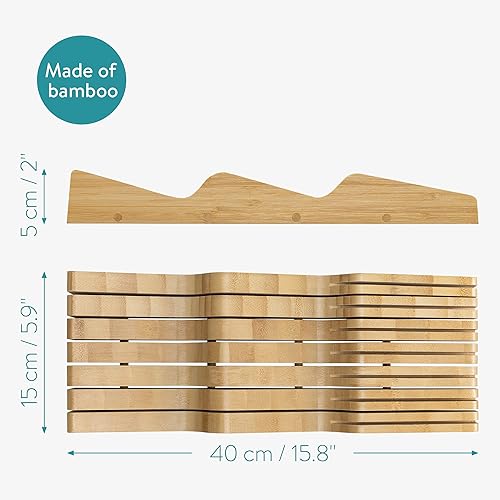 Miniatura 6 de Navaris Bloque de cuchillos en el cajón, organizador con ranuras para 13 cuchillos, inserto de almacenamiento de bambú para cajones de cocina, 5