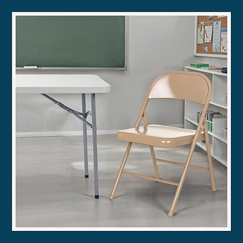 Miniatura 13 de OEF Furnishings OEF900 Series - Sillas plegables de acero ligeras prémium (paquete de 4, beige) Beige,Negro -