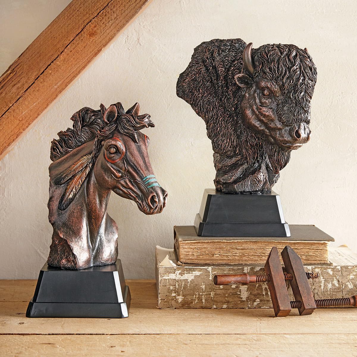 BLACK FOREST DECOR Warrior Horse Bust Sculpture, Polyresin, 9 3/4" W x 7 3/4" D x 11 3/4" H