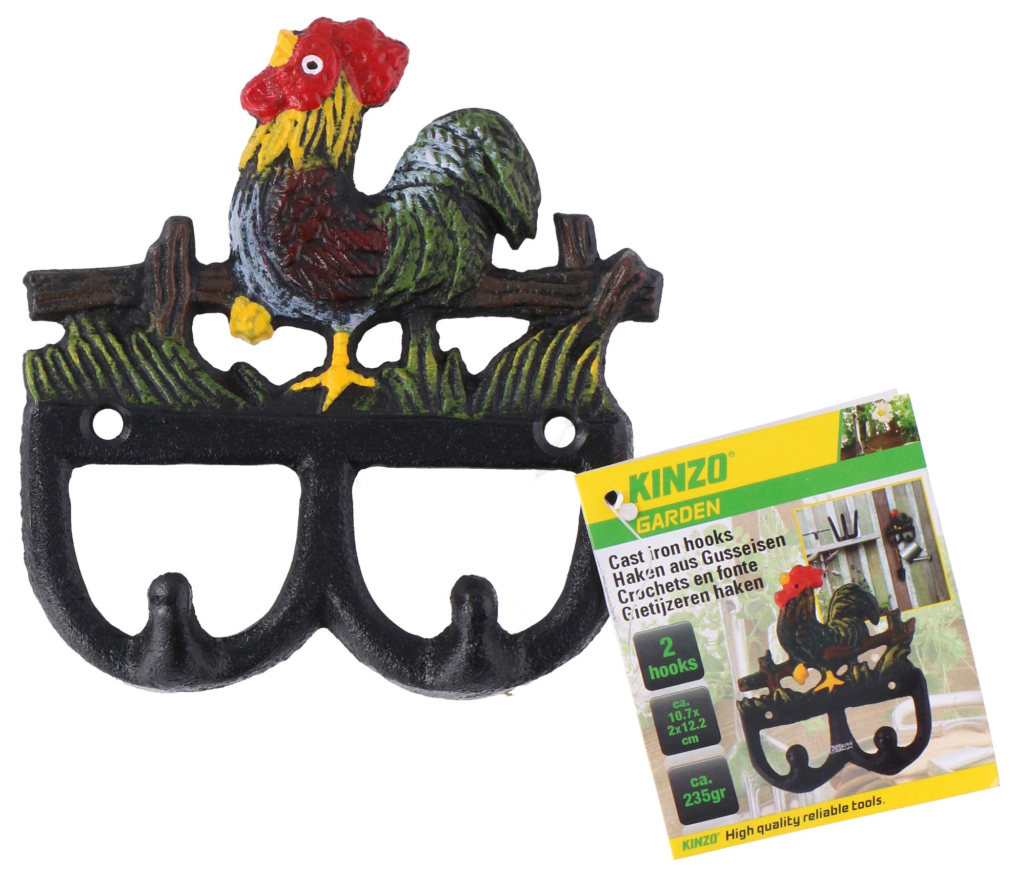 Kinzo Metal Cockerel Rooster Design Double Wall Coat Hook
