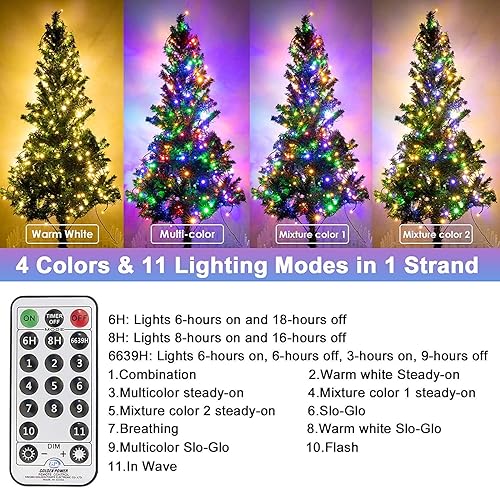 Miniatura 9 de Tira de luces brillantes de Navidad para exteriores, 300 luces LED, 100 pies, conectables, 8 modos, luces de árbol de Navidad para el hogar, fiesta,