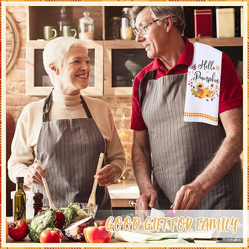 Miniatura 5 de Juego de decoración de cocina de otoño de 7 piezas, incluye 2 toallas de cocina de otoño divertidas y 5 cucharas de madera, utensilios de bambú,