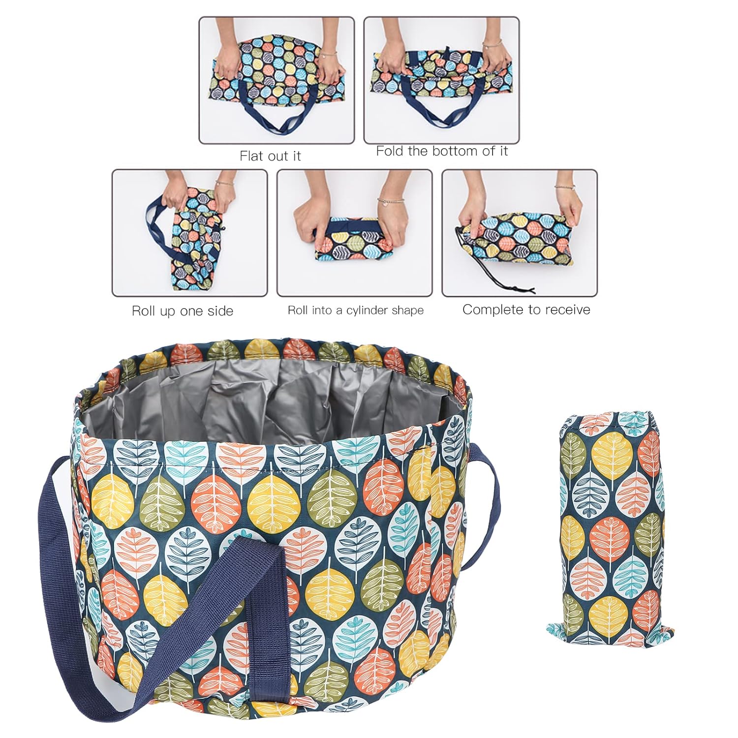 Foot Basin, Portable Collapsible Foot Soaking Basin Handle Rope Foot Bath Water Bucket Folding Foot Spa Soak Tub 21L for Travel, Camping