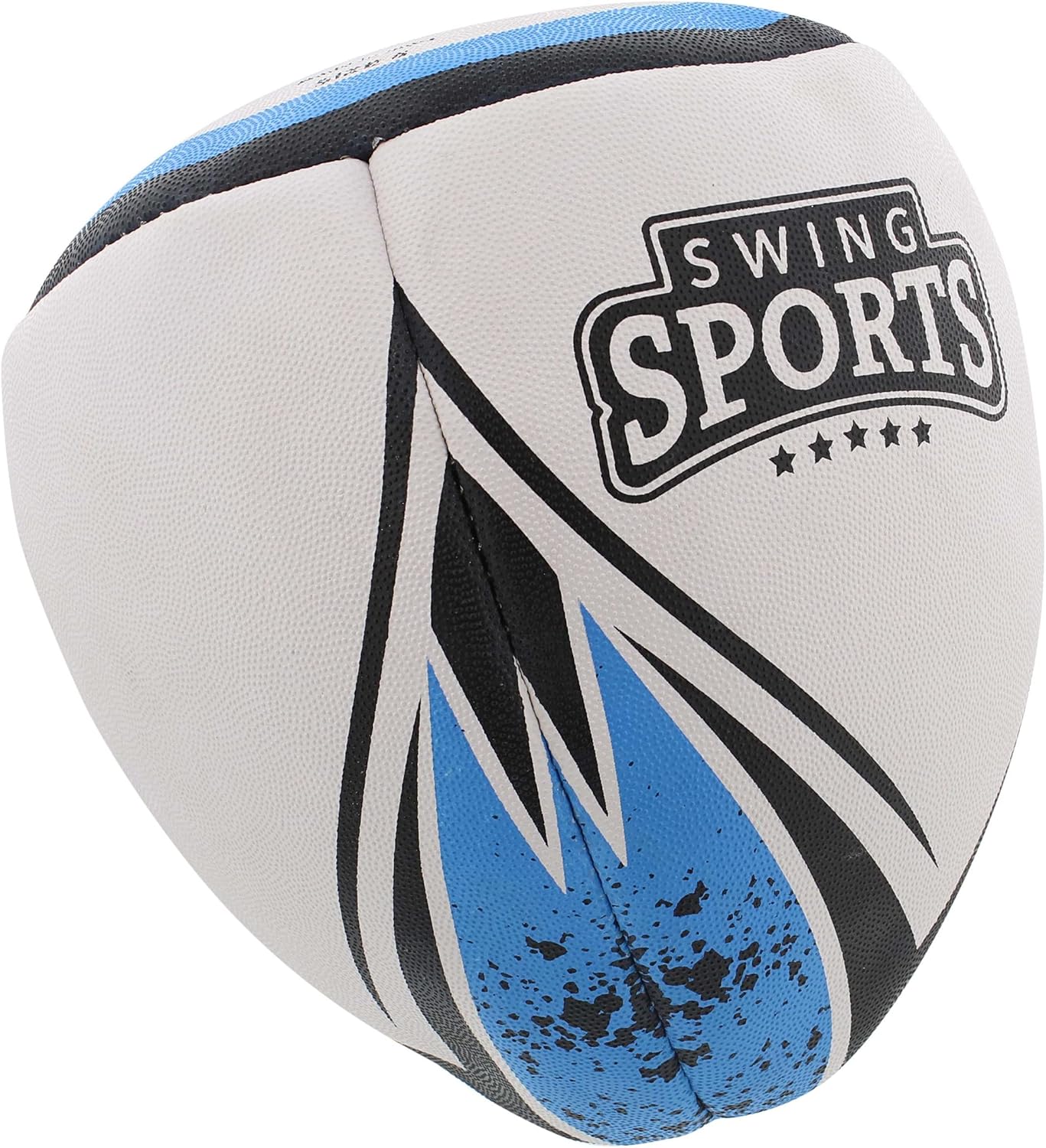 Swing Sports Rugby Ball White, Black, and Blue