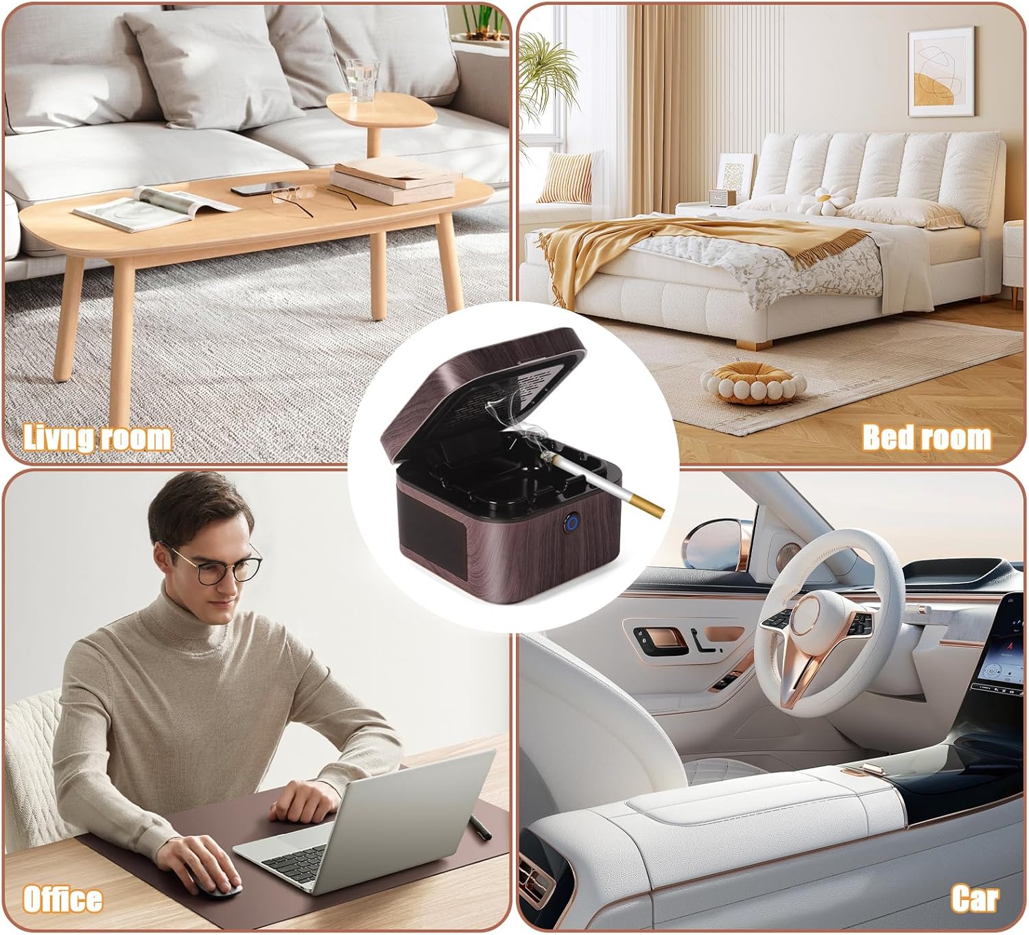 Portable Smokeless Ashtray,Multifunctional HEPA Filter Ashtray for Cigarettes,Smoke Eaters for Home Office Car Outdoor-Grey