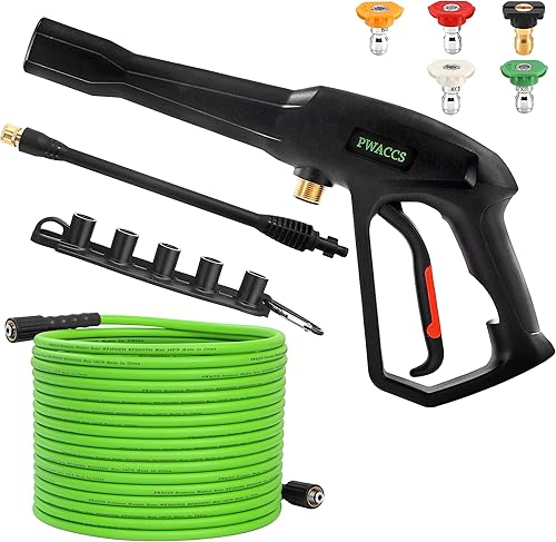 Miniatura 9 de PWACCS Manguera y pistola de lavado a presión, manguera de lavado de potencia de 50 pies con kit de varita, compatible con Ryobi, Green Works y