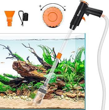 Yaubay 132GPH Manual Aquarium Gravel Cleaner, Fish Tank Siphon Vacuum Cleaner with Adjustable Water Flow for Cleaning Dirt, Water Change & Wash Sand Aquarium Cleaning Tools