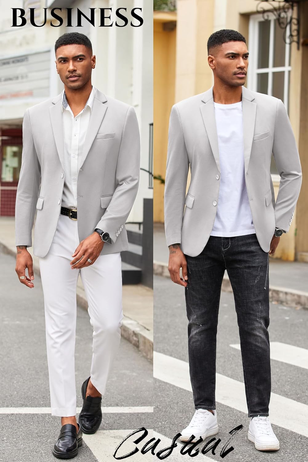 COOFANDY Mens Casual Blazer Slim Fit Suit Jacket Lightweight Knit Sport Coat Two Button Blazer Jacket - Image 4