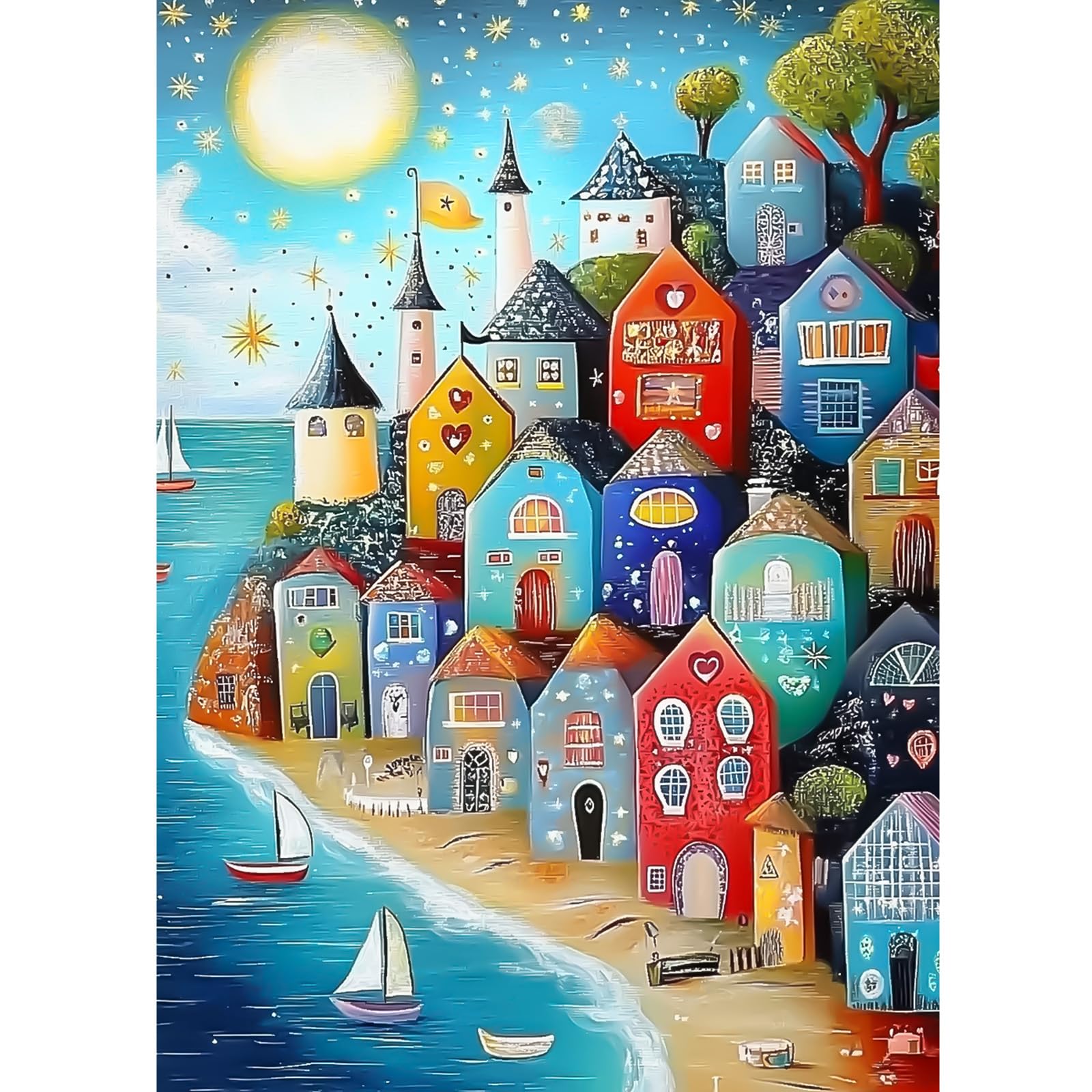 CEOVR Colorful House Diamond Painting Kits Adults,DIY Diamond Art Kits Adults,30x40cm,5D Gem Art Craft Set,Abstract Landscape