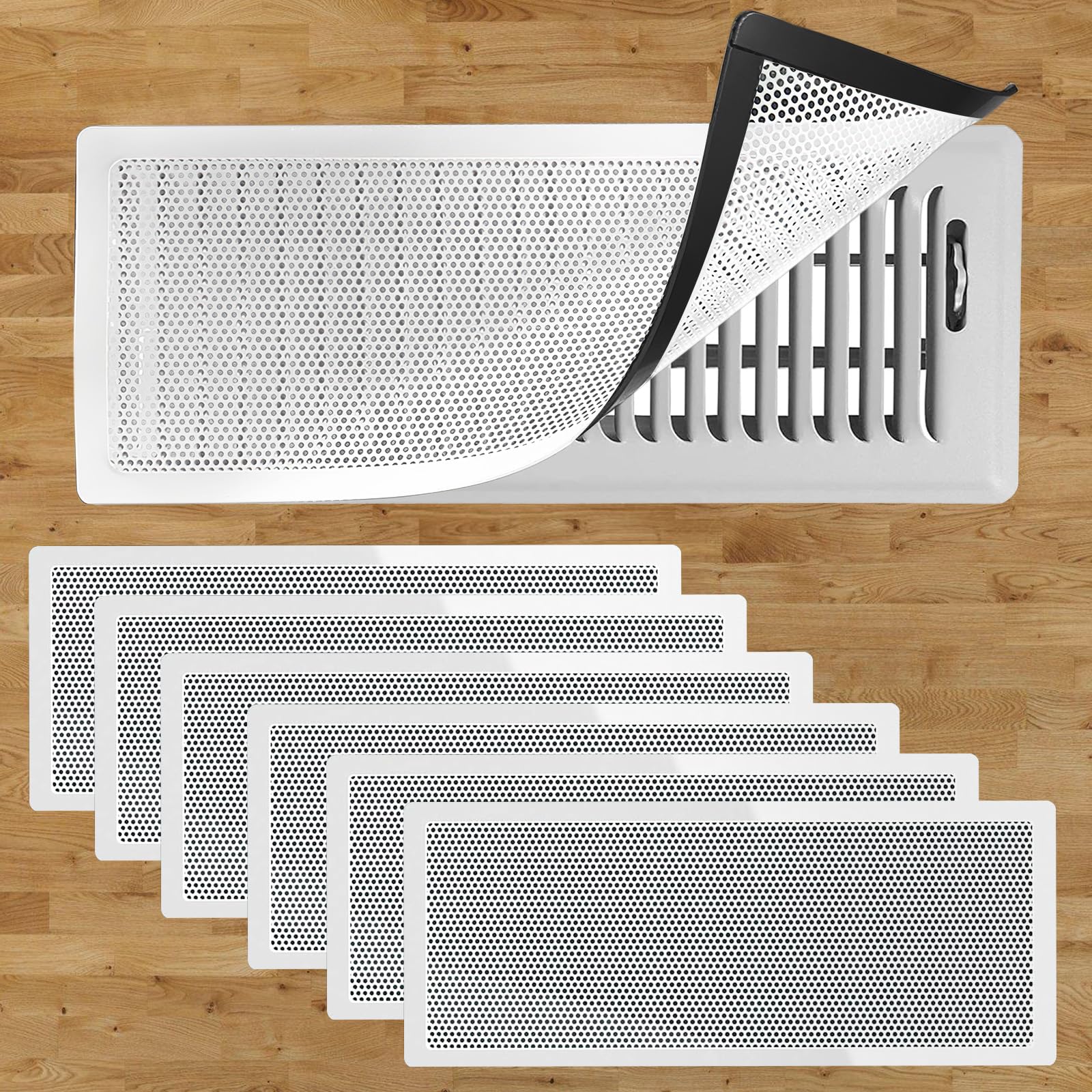 6 cubiertas magnéticas de ventilación blancas – Pantalla magnética fuerte de ventilación de aire de 7 x 13 pulgadas – para registros de suelo/pared/techo – fácil instalación, ajuste seguro – duradero