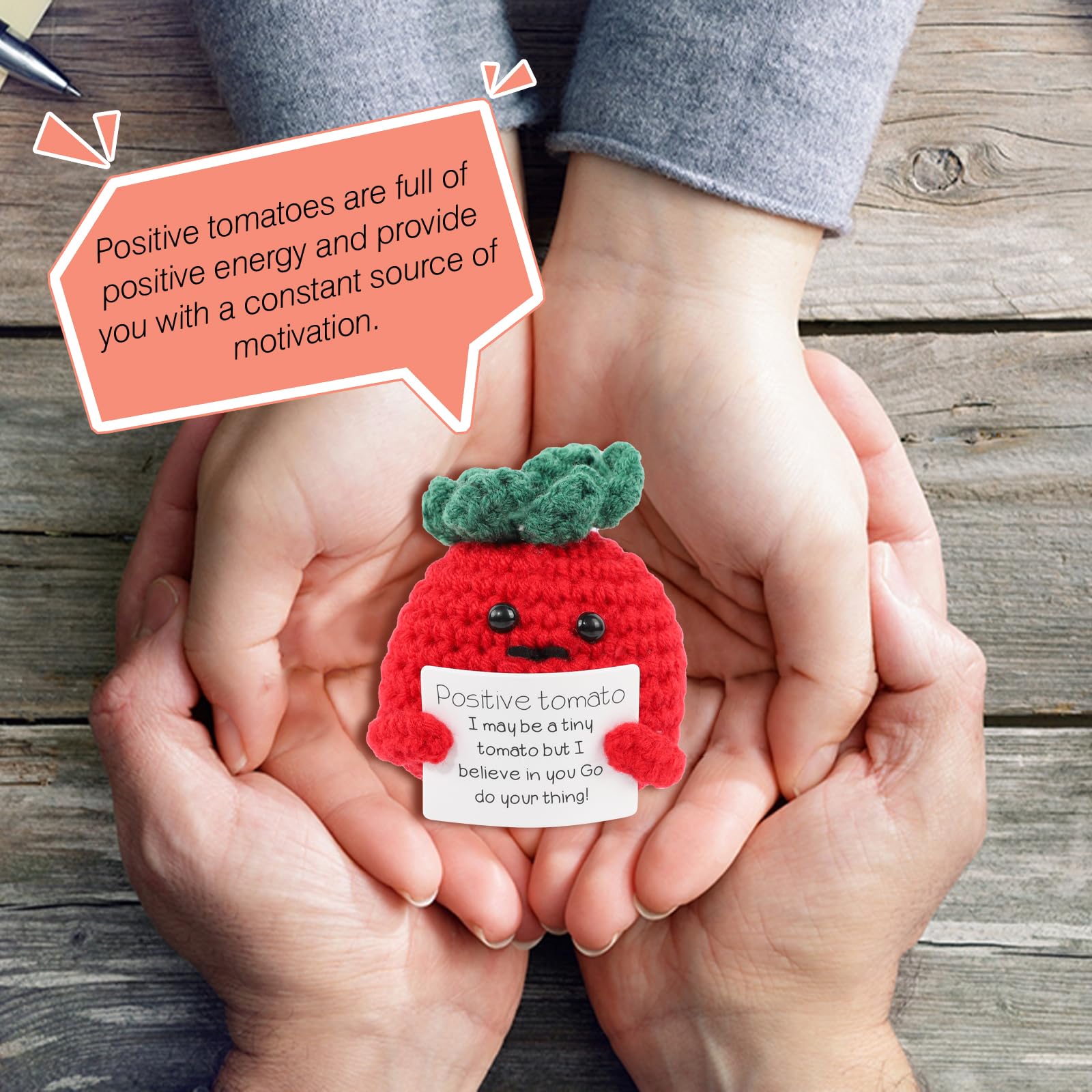 Pomodoro E Patata Lavorati A Maglia - Giocattoli In Lana Positivi, 5,8 Cm, Per Regali E Decorazioni - Foto 6