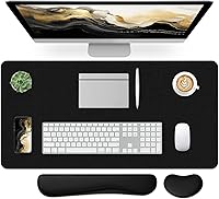 Vista 55 de Bloss Tapete de escritorio beige de 23.6 x 13.8 pulgadas, tapete de escritorio para escritorio, alfombrilla de mouse de cuero grande impermeable