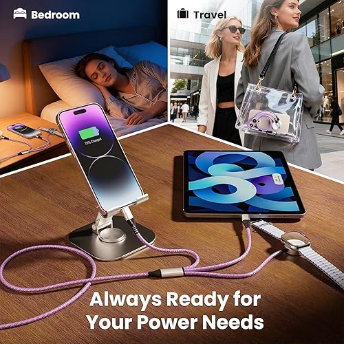 Miniatura 8 de Travel Essentials, cargador de viaje para iPhone 17 y Apple Watch para múltiples dispositivos, carga y sincronización de datos, cargador múltiple