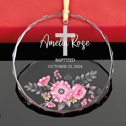 Adorno de cristal personalizado de bautismo para bebé, regalo de bautismo para niños y niñas, regalo de dedicación para bebés, regalo de