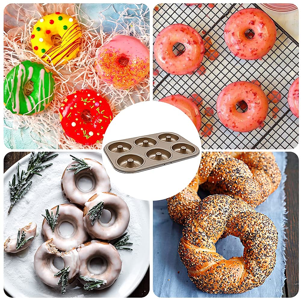 Donut-Form mit 6 Mulden, antihaftbeschichtet, Karbonstahl, Muffinform, Cupcake-Form für Donut-Muffins