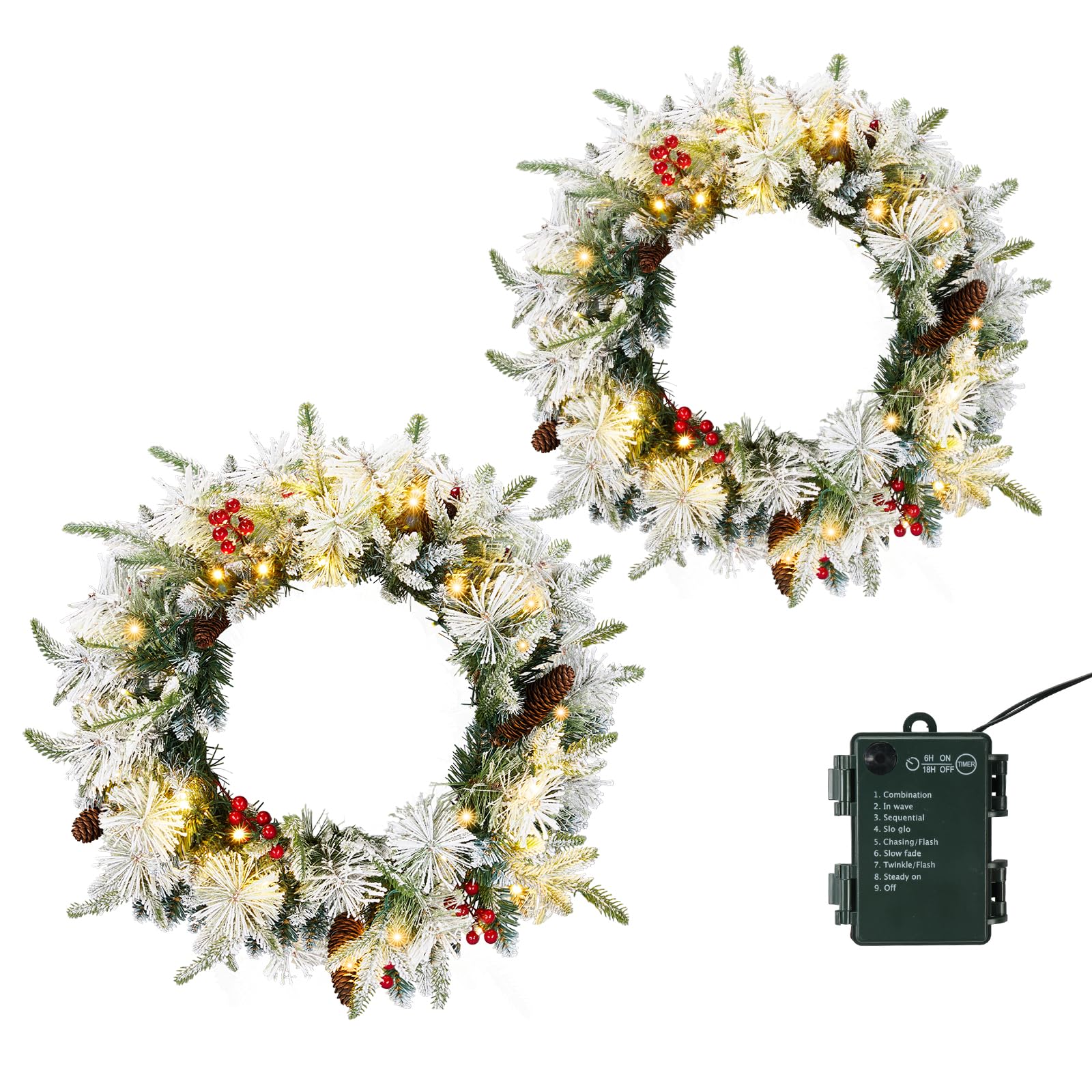 Amazon.com: VINGLI 2 Pcs 18 Inch Small Christmas Wreath, Flocked