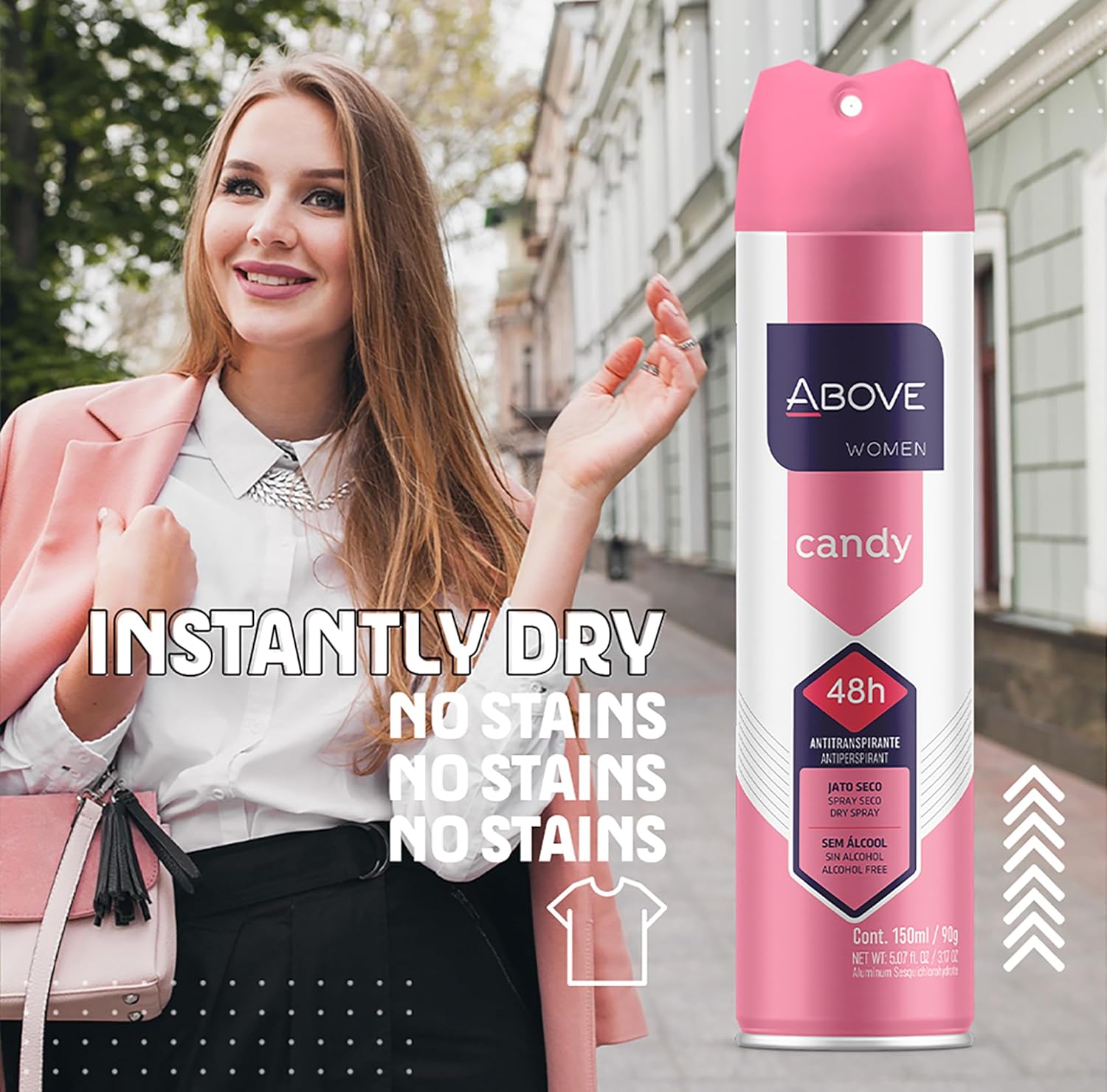 ABOVE 48 Hours Antiperspirant Deodorant, Candy, 3.17 oz - Dry Spray Deodorant for Women - Notes of Lime, Tangerine and Apricot - Antiperspirant Spray. - Image 4