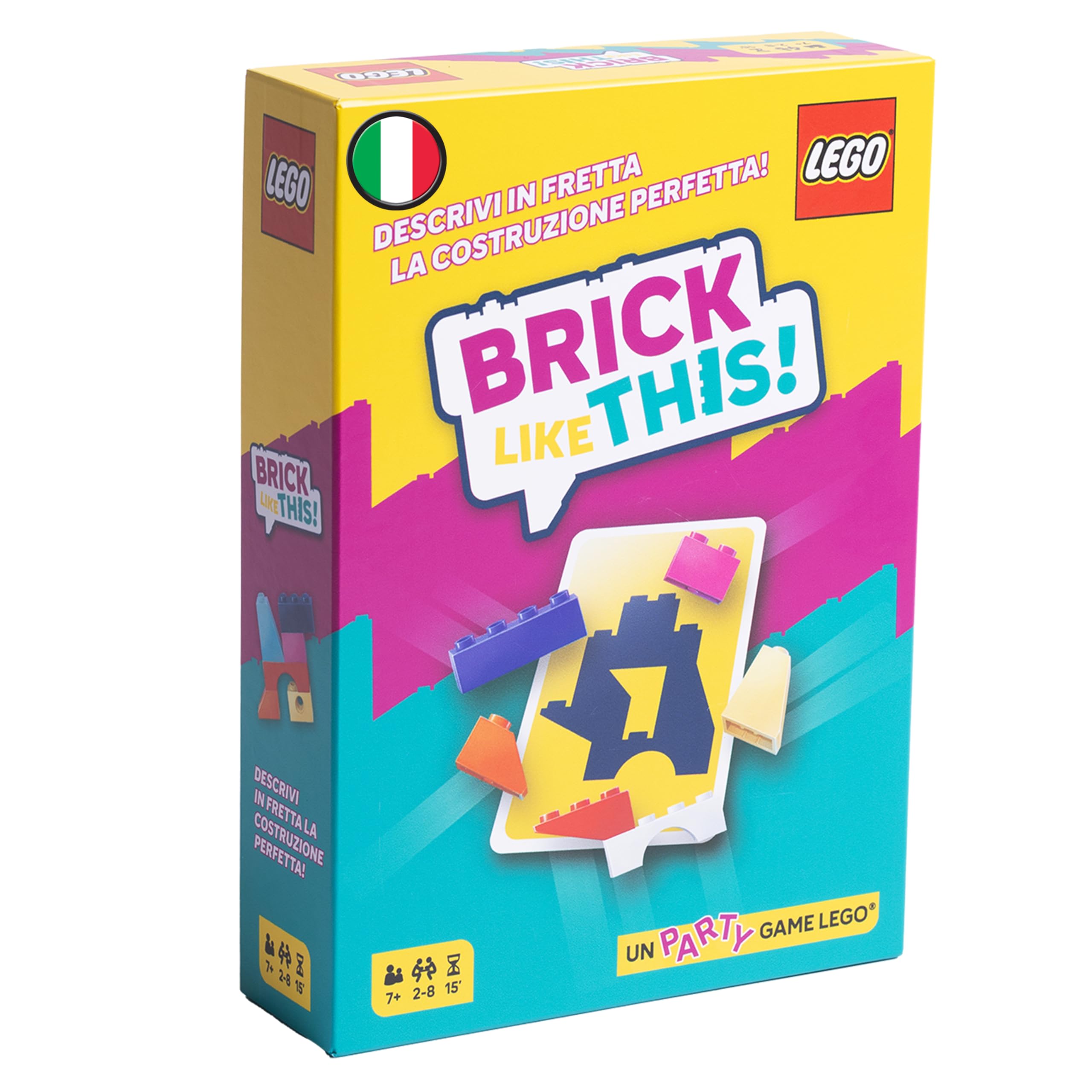 Asmodee Brick Like This! The Official LEGO Board Game - Fast and Fun Construction Game for the Whole Family: Children and Adults. 15 min, 2-8 players, 7+ years old, Italian Version