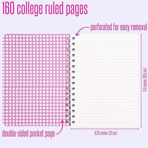 Miniatura 2 de Lilly Pulitzer Mini cuaderno de espiral de tapa dura, 8.25 x 6.5 pulgadas, pequeño diario con 160 páginas a rayas universitarias, con bastón dorado