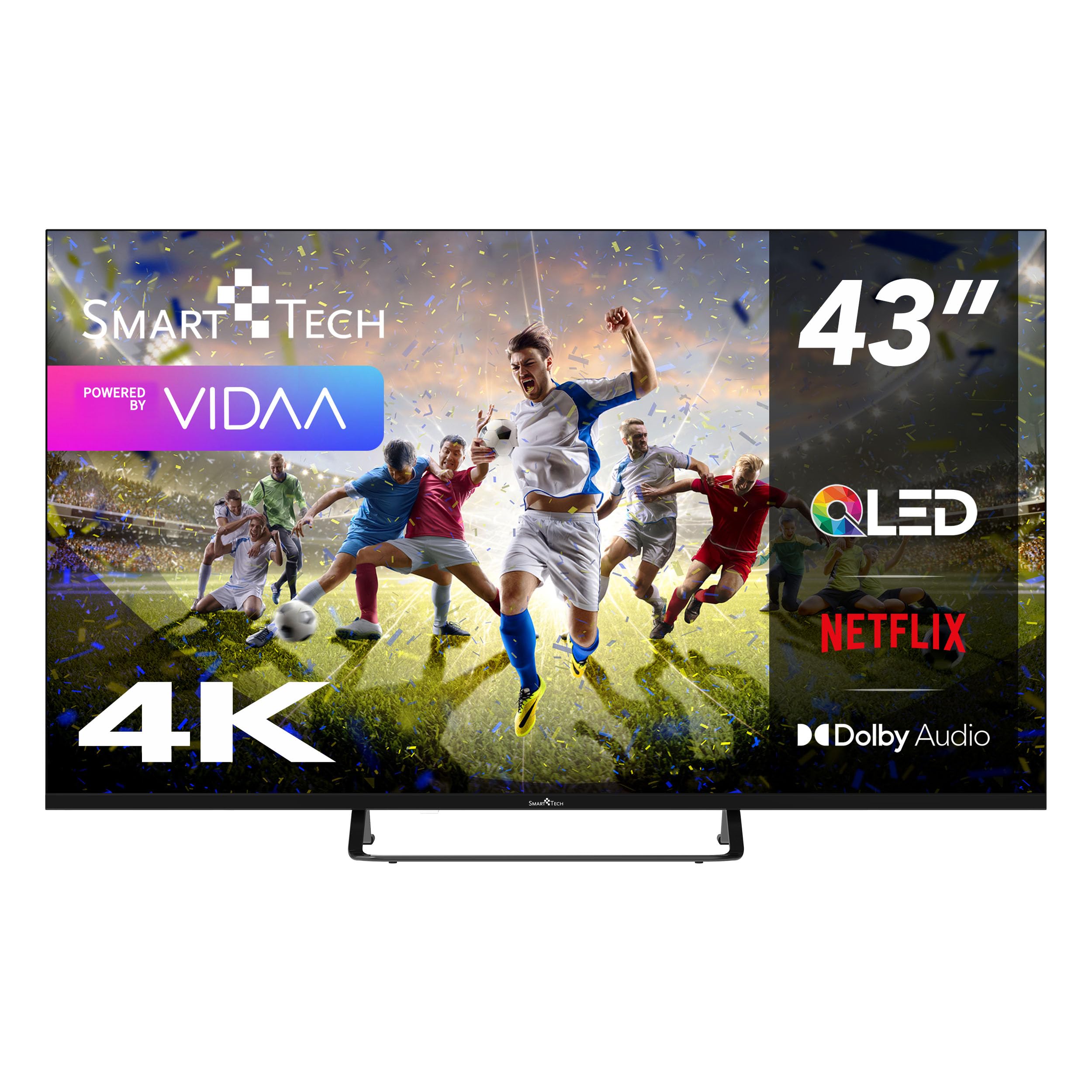 Smart Tech QLED TV 43 pulgadas Smart TV VIDAA - Televisor HDR con resolución 4K UHD, Bluetooth y sintonizador triple, 43QV02V (2026)