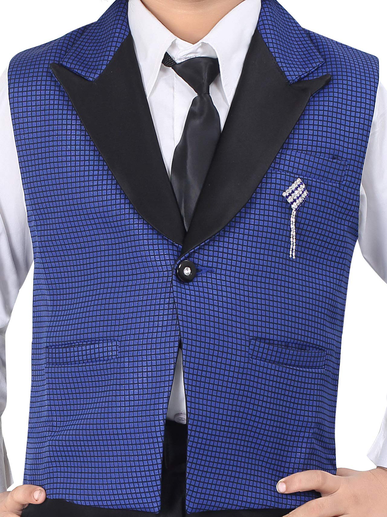 Jeetethnics Boys Blue Checked Waistcoat Set with Shirt and Trousers (6023K) 3