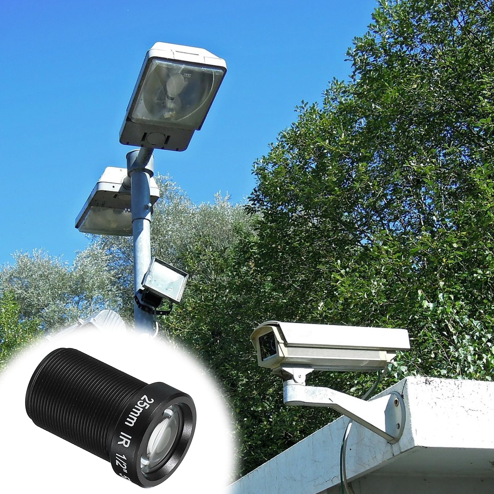 PATIKIL Lente per Telecamera Cctv 25mm, F2.0 Lente Telecamera Sicurezza Fpv 5Mp Angolo Ampio 15° Filettatura M12 per Telecamera Ip Panoramica