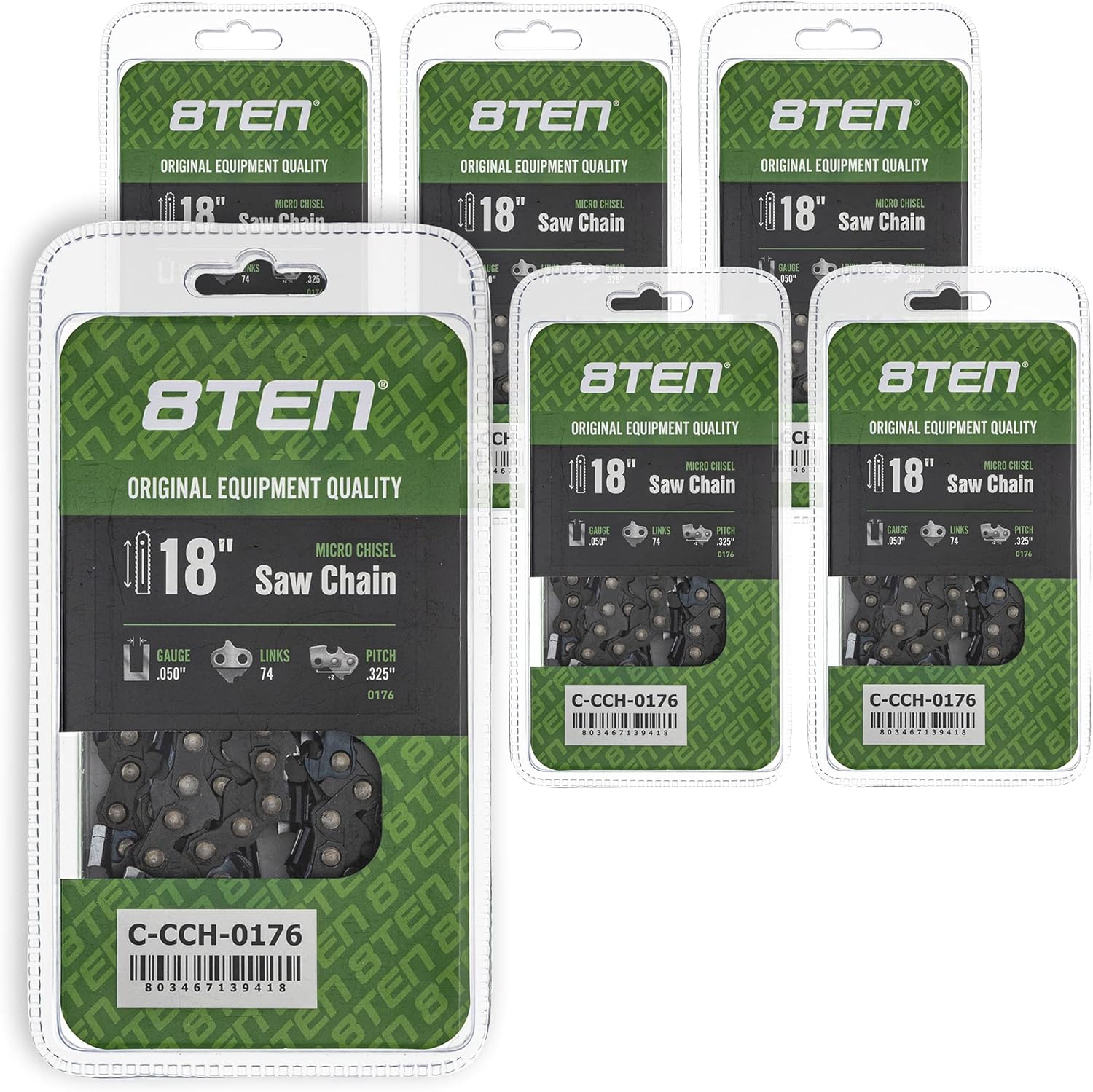 8TEN Micro Chisel Chainsaw Chain 18 Inch .050 .325 74DL for Red Max Stihl MS 260 261 270 271 290 (2 Pack)