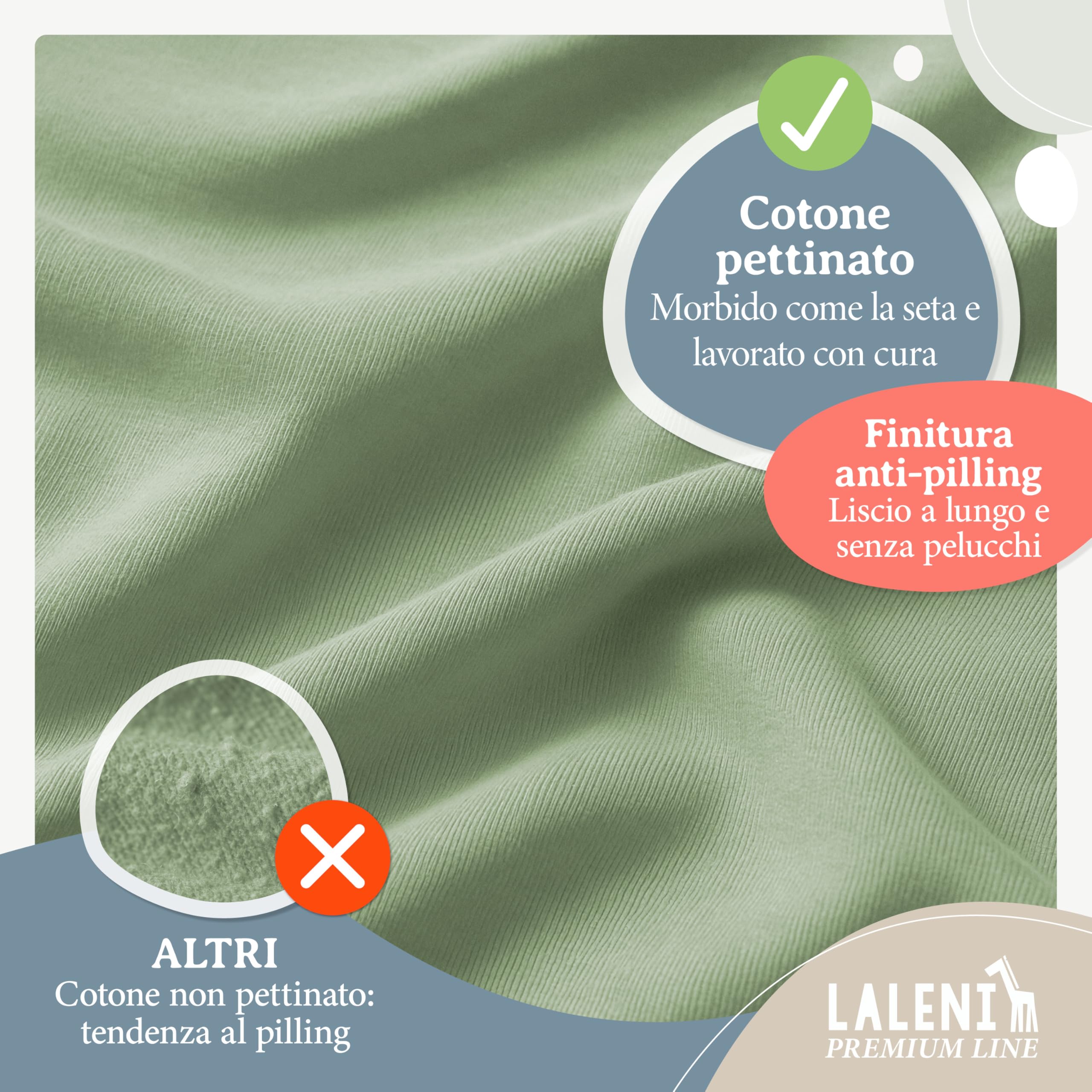 Laleni premium lenzuola culla 50x89 cm con angoli | lenzuola carrozzina neonato certificate OEKO-TEX | lenzuola con angoli 100% cotone | lenzuola lettino neonato | lenzuola per carrozzina | in verde