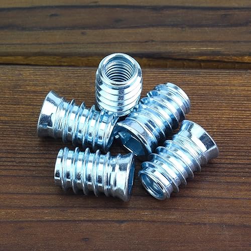 Miniatura 74 de 30 piezas de insertos roscados de 5/16"-0.709 x 0.787 in con llave hexagonal, insertos de madera, acero al carbono chapado en zinc azul